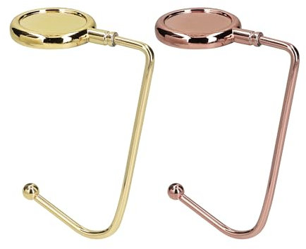 kwmobile 2X Tisch Handtaschenhalter Haken - Antirutsch Taschenhaken Halterung Handtaschen - Taschenaufhänger Halter in Gold Rosegold