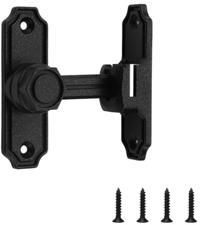 Barn Door Lock Heavy Duty Gate Latches 90/180 Degree Door Latch Safety Anti-Theft Flip Locks with Screws for Left Right Angle Curved Door Wooden Fence Bathroom Outdoor Garage Window