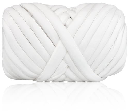 50M Dicke Wolle Zum Handstricken Chunky Wolle 1000g Sperrige Armstricken Wolle Dicke Wolle Zum HäKeln Handstrickwolle Armstricken Wolle FüR Teppich Sehr Wolle Zum Armstricken (Weiß)