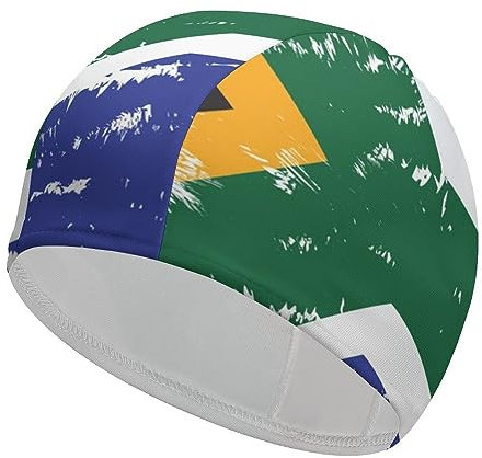 Bonnet de bain drapeau de l'Afrique du Sud pour homme et femme Bonnet de bain pour cheveux longs