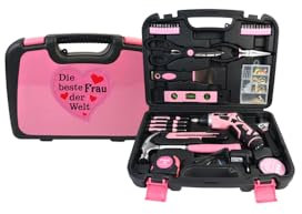 P & K 136-teiliges Werkzeugset im Werkzeugkoffer – Personalisiert mit 'Die beste Frau der Welt' –Ideal für Haushalt, Reparaturen und DIY-Projekte