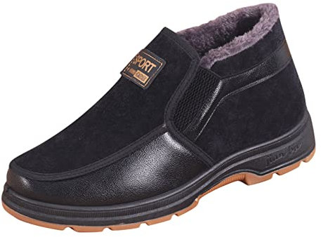 Generico Stivali con Borchie Donna Stivali da Donna Alti Inverno Uomo Stivali da Neve Suole Piatte Suole Spesse Antiscivolo Traspirante Slip On Solid Suede Plush Scarpe Primaverili Donna (Black, 41)