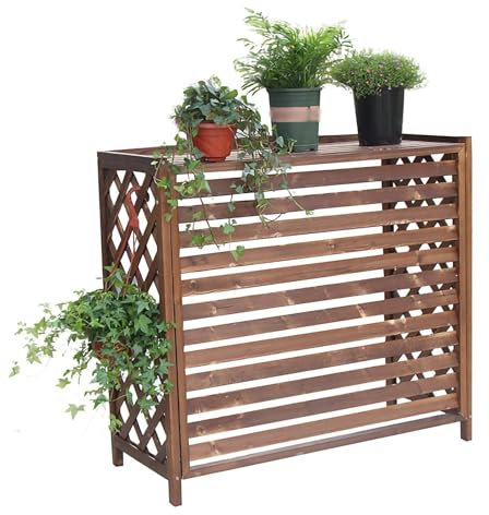 HSWOYEA Klimaanlagenabdeckung aus Holz, Ganzjahresabdeckung für zentrale Klimaanlagen, regenfestes Sonnenschutz-Klimaanlagengestell, Klimaanlagenabdeckung aus Massivholz