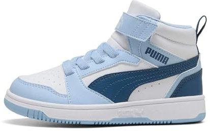 PUMA Rebound V6 Mid AC+ PS, Sneaker, White-Dark Indigo-Haute Tropic, 32.5 EU