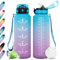 Trinkflasche Sport 1.5L, Trinkflasche mit Strohhalm, Wasserflasche Sport Auslaufsicher mit Zeitmarkierung, Trinkflaschen Kohlensäure Geeignet, Sportflasche für Fitness, Gym, Schule, Outdoor, Yoga