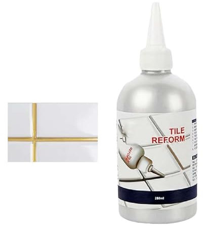Tile Grout Repair Kit,Waterproof Tile Gap Repair Filler 280ml,Repair and Renew Tile Joints,Fast Drying Grout Filler and Sealer for Bathroom,Kitchen Tile Joints (golden)