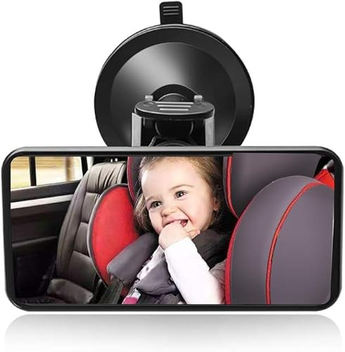Bebé Espejo Retrovisor, Universal de Coche Asiento Trasero Vista Espejo Monitor de Coches de Bebé, 12 x 6 cm Espejo de Coche para Bebe, Rotación 360° Espejo Retrovisor Bebe Coche, Espejo de Cristal