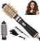 Thermal Brush Set 2 in 1, Ceramic Curling Wand, Rotating Round Hair Dryer Brush with 2 Hot Hair Styler 38mm 50mm, Fast Heating Volumizer Curl Iron, Travel Curling Irons for Short Medium Long Hair