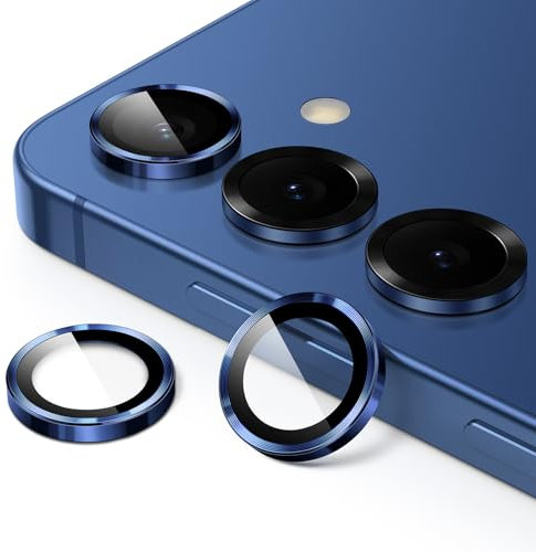 JETech Protection Objectif Caméra pour Samsung Galaxy S25 5G, Étui Housse en Verre Trempé 9H Anneau Individuel en Métal, Plateau d'Installation Facile, HD Transparent, 1 Série (Bleu Nuit)