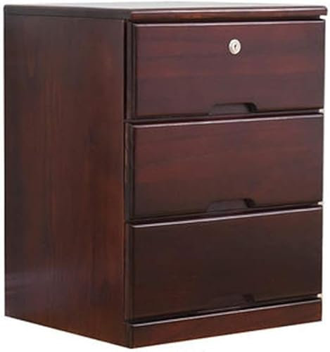 Commode étroite à tiroirs en bois massif avec serrure 45 cm de large pour chambre à coucher, couleur noyer, 3 couches