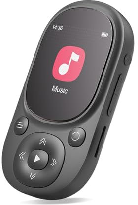 Koolenry 64GB Clip MP3 Player with Bluetooth 5.3, Lossless Sound, FM Radio, Voice Recorder, Supports Up to 128GB TF Card Black