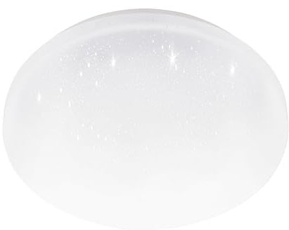 EGLO LED Deckenlampe Pogliola-E Sternenhimmel | Deckenleuchte mit Kristall-Effekt, Badlampe Decke aus Metall und Kunststoff in Weiß, Lampe Badezimmer warmweiß, IP44, Ø 26 cm