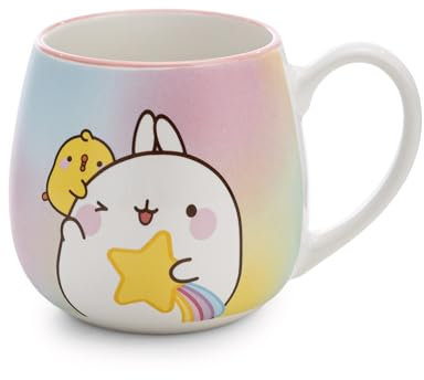 NICI Tasse MOLANG mit Sternschnuppe 400ml 8x9cm mit Banderole - bunt - Teetasse Kaffee-Tasse Porzellantasse Henkeltasse Tasse Mug mit Henkel für Kalt- und Heißgetränke | 62224