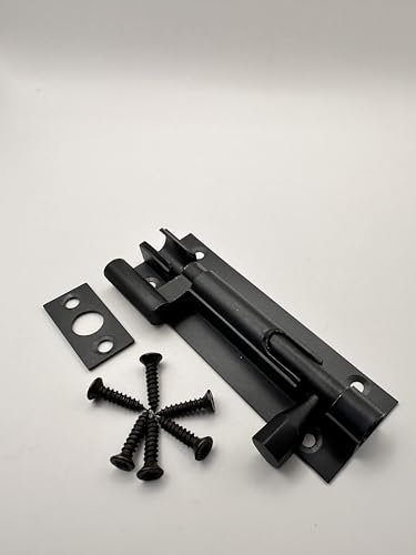 Black Slide Bolt Door Lock – Cranked/Straight Neck, Heavy-Duty Tower Bolt with Screws – Shed, Bathroom, Bedroom, Gate, Cupboard Lock – Pack of 1 38mm,40mm,75mm,102mm (25x75mm Necked Bolt-Black)