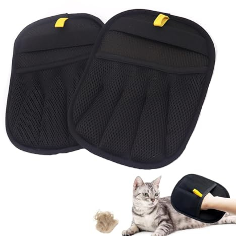 Electrostatic Pet Hair Remover Glove, Reusable Pet Hair Removal Grooming Gloves,Double-Sided Static Pet Hair Fur Remover Tool Mitt Gloves,For Car Seats, and Carpets（2PCS）