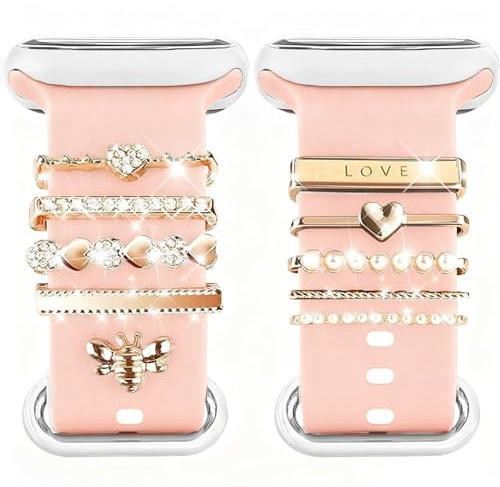 Uhrenarmband Charms Armband, Watch Armband charms kompatibel, Charms Uhrenarmband charms Bänder Metallverzierung mit Schnalle für Apple Watch Series 10 9 8 7 6 5 4 3 2 1 (Stil A)