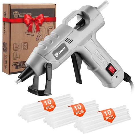 DEKOPRO Heißklebepistole 20 W, Mini-Silikonpistole, Basteln, Heißklebepistole mit 30 Klebestiften, für DIY, Kunst, Büro, Verpackung, Reparaturen, Zuhause, Grau