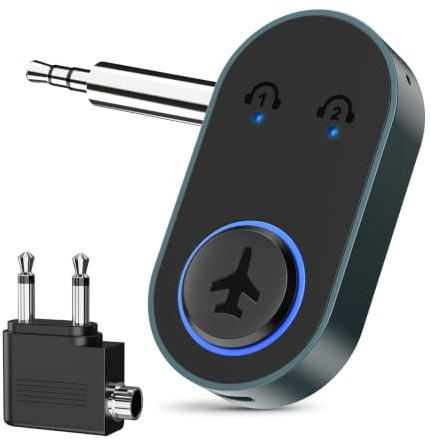 ORIA Adaptador Bluetooth 5.3 Conexión Dual | Transmisor/Receptor, Carga USB-C, Audio para Avión, TV, Computadora