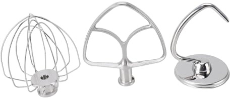 OEBUAFI Accessori per Impastatrice Planetaria, Kit da 3 pezzi: Frusta in Acciaio Inox, Gancio Impastatore, Frusta Piatta con Raschietto, per Impastatrice Planetaria con Testa incl