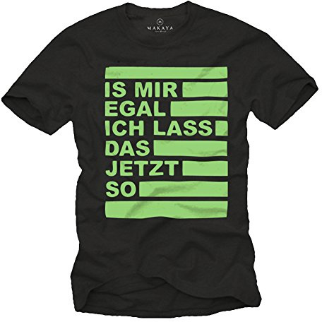 MAKAYA T-Shirts mit Witzigen Sprüchen Egal T-Shirt mit Spruch Schwarz Größe L