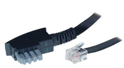 TPFNet Premium Telefonkabel (TAE N Stecker an RJ12 Stecker (6P6C), 6-polig, 6-adrig belegt) zum Anschluss von Telefonenn Modems und Kombifaxgeräten etc. an eine TAE-Anschlussdose, Schwarz, 6m