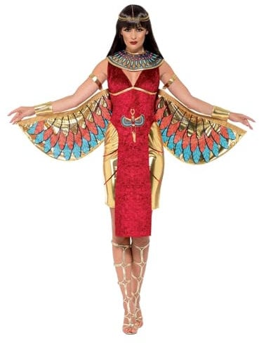 Smiffys Kostüm Agyptische Göttin, mit Kleid, Flügeln, Kragen und Kopfteil