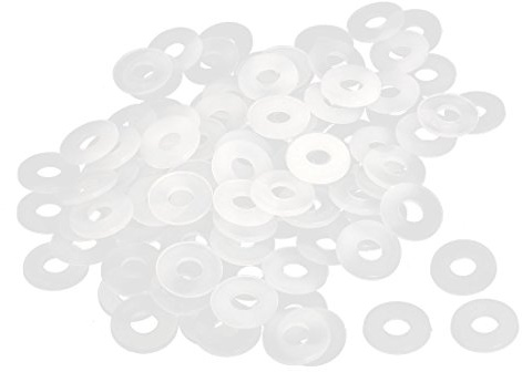 sourcingmap Nylon Flat Washers 10mm OD 4mm ID 1mm Thickness Sealing Gasket for Faucet Pipe Water Hose, White, Pack of 100