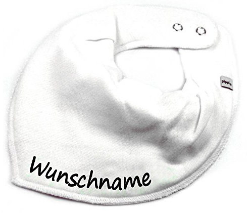 HALSTUCH mit Namen oder Text personalisiert für Baby oder Kind aus Baumwolle in Einheitsgröße weiß