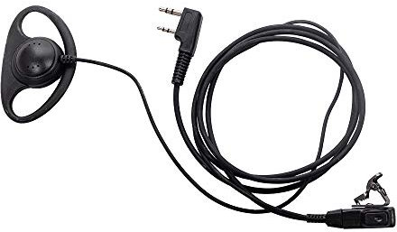 Caroo D Shape Earpiece Headset with Mic PTT for Kenwood/baofeng/HYT 2 Way Radio Walkie Talkie 2pin