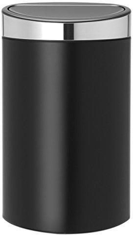 Brabantia 30L Kitchen Touch Bin New (Matt Black/Matt Steel) Removable Lid, Soft-Touch Open, Easy Clean Rubbish Waste Bin Plus Bin Bags