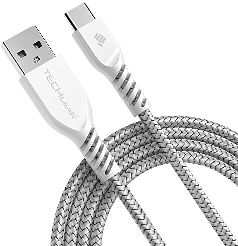 TECHGEAR Câble USB C, 2 mètre Tressé Résistant pour Appareils USB Type C, Samsung Note 20/10/Lite, S21 FE/Plus/Ultra S20 FE, S10, S9, S8, Samsung A12, A52 5G, A20e A41 A51 A71, A02s A03s, A22 5G, A21s