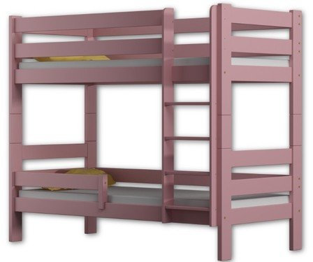 WNM Group Etagenbett für Kinder Sophie - Stockbett mit Rausfallschutz und Lattenrost - Absturzsicherung Doppelstockbett - Jugendbett - Rosa - 80 x 180 cm