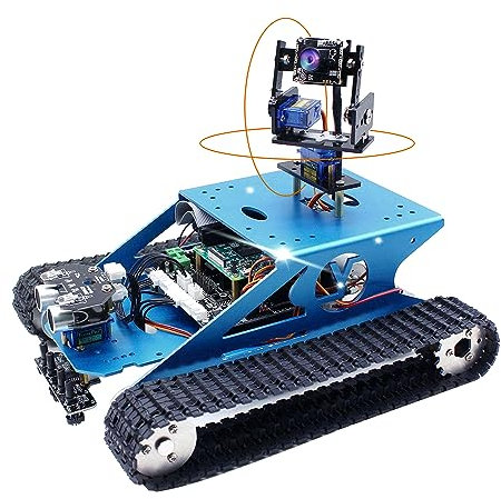 Yahboom Raspberry Pi 4B Robótico con Cámara Programable AI Python Electronic DIY Tank Robot Kit para Adolescentes Adultos Stem Compatible Pi 4B Modelo 3B (Without Pi 4B)