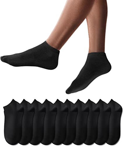 YouShow Sneaker Socken Herren Damen 10 Paar Kurze Halbsocken Quarter Baumwolle Unisex(Schwarz,39-42