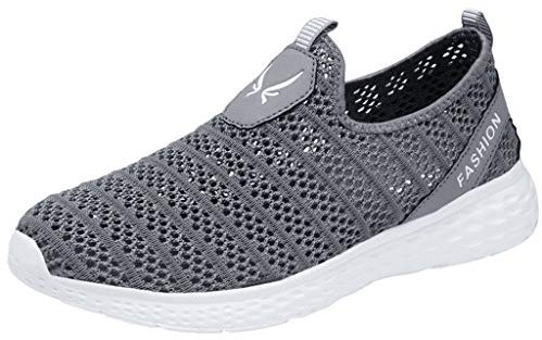 Xmiral Sportschuhe Wasserschuhe Herren Mesh Schuhe Gummisohle Turnschuhe Strandschuhe Badeschuhe Laufschuhe Einfarbig Gymnastikschuhe Verschlei遞est(Grau,46 EU)