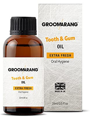 Groomarang Tooth & Gum Oil - Made from 100% Pure Botanical Oils - Clove & Peppermint Freshness, Bad Breath & Gum Support (Extra Fresh) 15ml