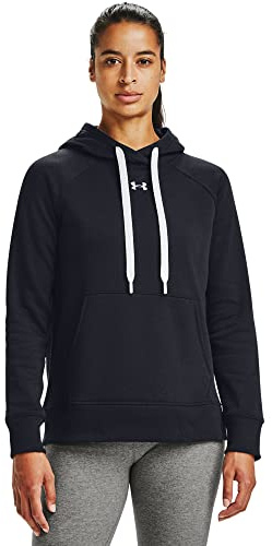 Under Armour Rival Fleece Hb Hoodie Warm-up Top, Women Black, Black / White / White (001), XXL