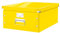 Leitz Click & Store Aufbewahrungsbox mit Deckel Groß, Box für Unterlagen bis A3 im Büro oder Haushalt, Transportbox aus 85 % recycelter Premium-Hartpappe, Stabile Metallgriffe, Gelb, 60450016