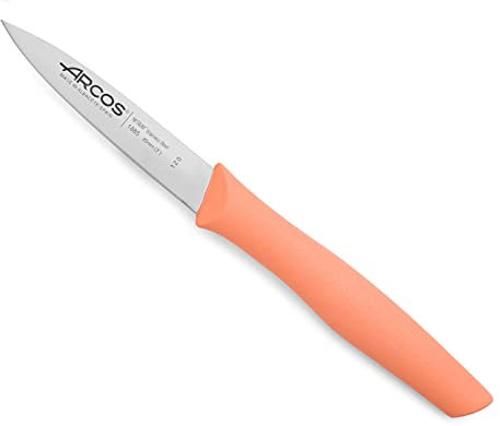 Arcos Serie Nova - Cuchillo Mondador - Hoja de Acero Inoxidable de 85 mm - Mango de Polipropileno Color Coral