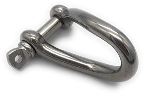 Edelstahl Schäkel gedrehte Form ø 5 mm, V4A A4 AISI 316 Niro Rostfrei Rundschäkel Drehschäkel D-Schäkel Drahtseil Verbinder mit Augenbolzen INOX Stainless Steel [Größe Wählbar](Ø5)