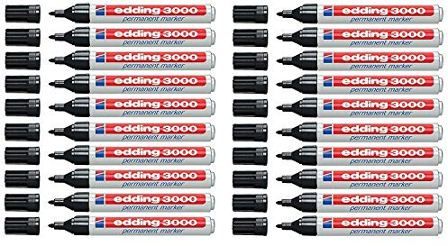 edding 3000 Permanentmarker, 1,5-3 mm, Nachfüllbar (20er-Pack, Schwarz)