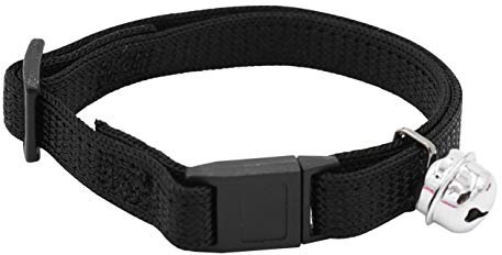 Aimé - Katzenhalsband gegen Strangulation – Katzenhalsband aus schwarzem Nylon – Zubehör für Katzen mit Sicherheitsschnalle und Glöckchen aus Metall – Größe verstellbar von 18 bis 28 cm