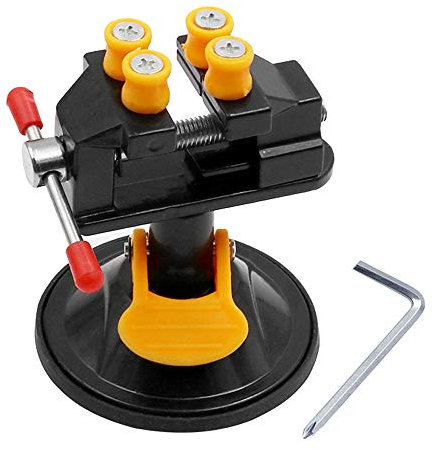 Mesee Universal Mini Drill Press Vise with Suction Cup Rotatable Carving Vise Walnut Clamp 360 Degrees Rotation Table Bench Vice for Jewelry Nuclear Watch Repairing DIY Craft Sculpture Clip On Tool
