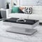 LEMROE 1PC Black Coffee Table for Living Room with 8mm Tempered Glass Top and High-Gloss Surface 2 Storage Drawers Table (Black)