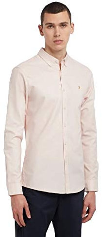 Farah Brewer Cotton Oxford Slim Fit Shirt Chemise, Rose, XXL Homme