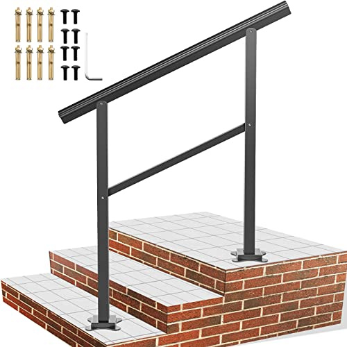 VEVOR Outdoor Handrail, Handrail Outdoor Stairs Aluminum Stair Handrail, Outdoor Stair Railing Transitional Range from 0 to 30 (3 Ft)