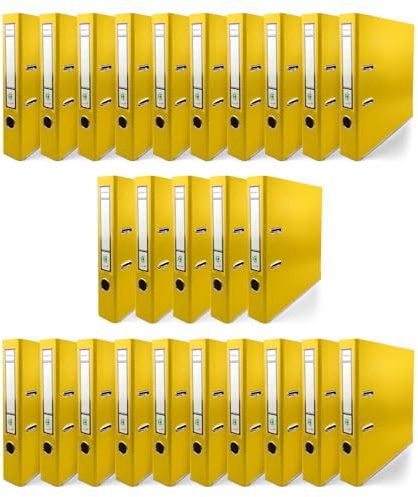 Netuno 25x Aktenordner A4 schmal Gelb 5cm Kunststoff 2-Ring-Mechanik | Ringordner Ringmappe für A4-Dokumente Büro Studium Homeoffice Ordnungssystem Aktenaufbewahrung Dokumentenablage Registratur