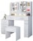 AWOOOD Modern Makeup Vanity Table with Sliding Mirror & 3-Mode LED Lights, Dressing Table with 5 Large Drawer, LED Lights & PU Stool for Bedroom, White