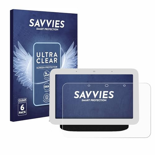 Savvies 6 Pack Screen Protector compatible with Google Nest Hub 2 Protection Film Clear