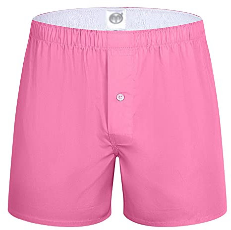 Caleçon Homme - Boxers Coton - Shorts Salon Sommeil Vêtements de Nuit Caleçon Boxer Trunk Léger Confortable Shorts sous-Vêtement Short de Pyjama,Rose,3XL(Lot de 1)
